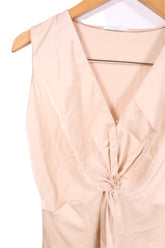 חולצה מעוצבת בזהב שמנת  -L